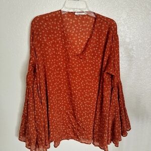Mes demoiselles silk fiorella Bell sleeve blouse sz 35/2
